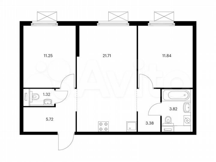 2-к. квартира, 59 м², 6/33 эт.