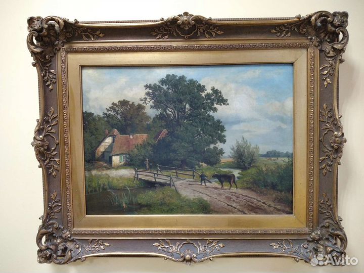 Старинная картина на холсте 