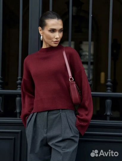 Свитер женский оверсайз бургунди