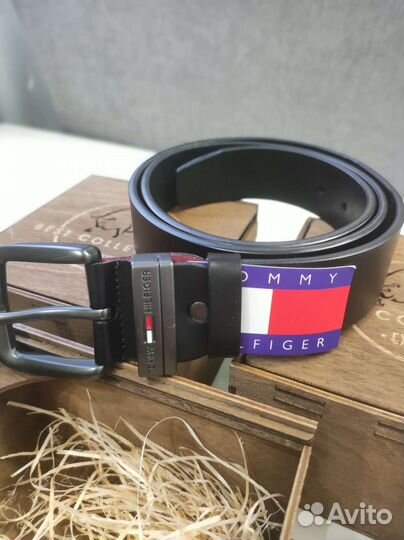 Ремень мужской кожаный Томи Хелфайгер