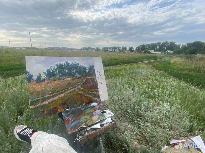 Картина на картоне без подрамника 