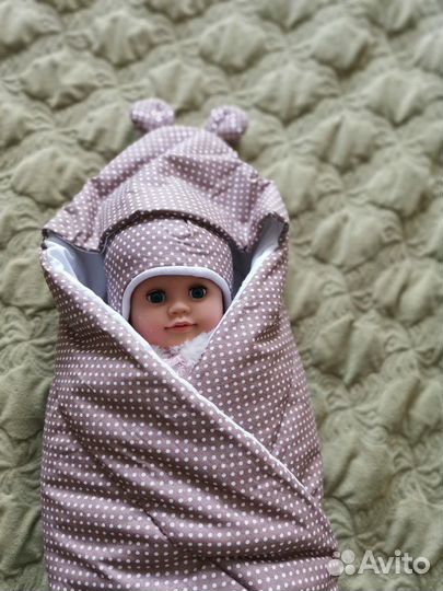 Конверт для новорождённого новый с шапочкой