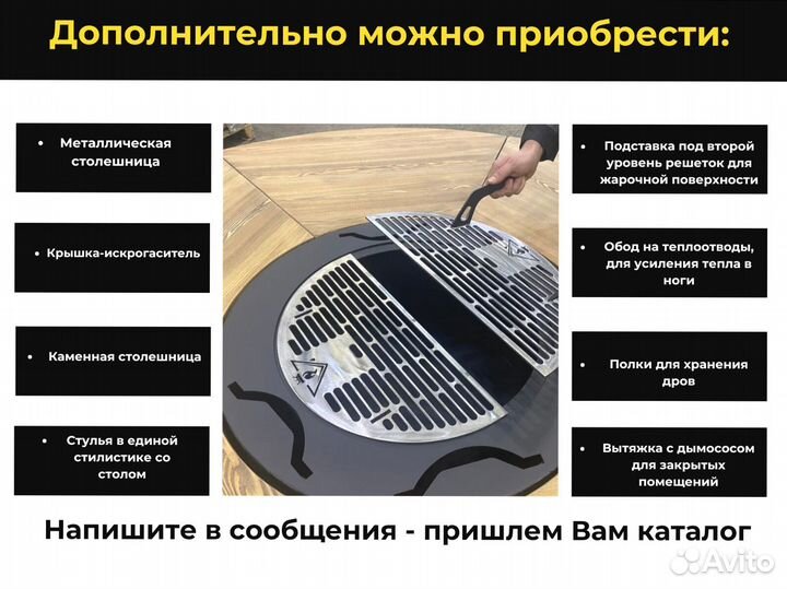 Стол с очагом, барбекю все размеры