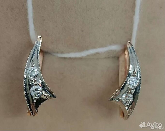 Золотые серьги с бриллиантами СССР