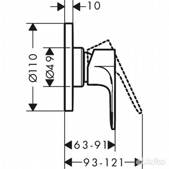 Смеситель для душа Hansgrohe Rebris S 72649000 Хр