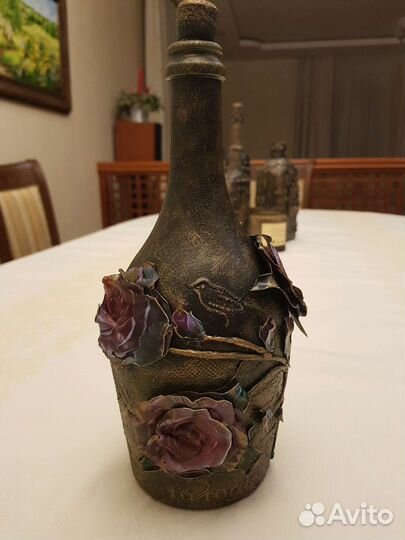 Бутылка декоративная интерьерная, для жидкости