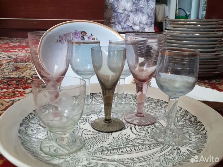 Посуда ссср, блюдо винтаж, чашки, графин, рюмки