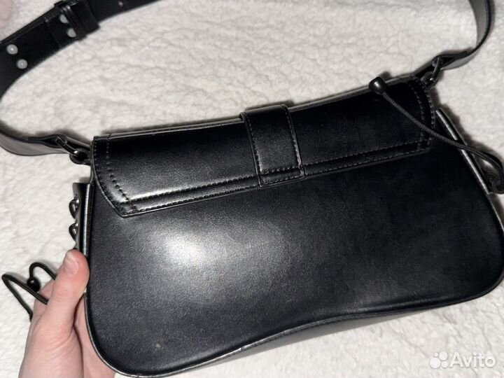 Сумка багет кожаная y2k