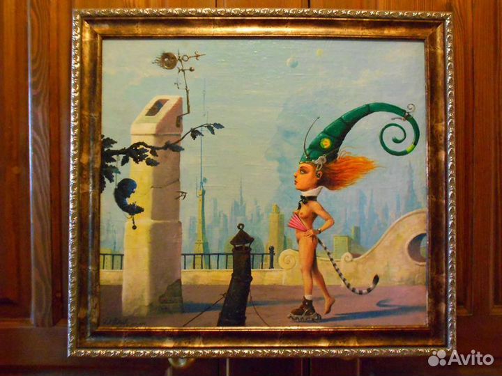 Картина в багете, холст/масло, 61Х67 см