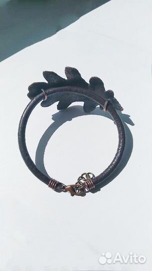 Браслеты медные с дубовыми листьями, гальваника