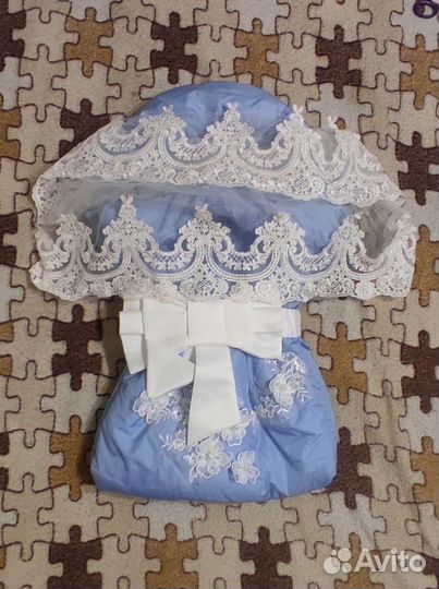 Конверт зимний на выписку и в коляску для мальчика