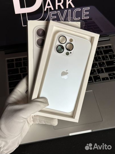 Чехол iPhone 13 Pro MagSafe Стеклянный белый