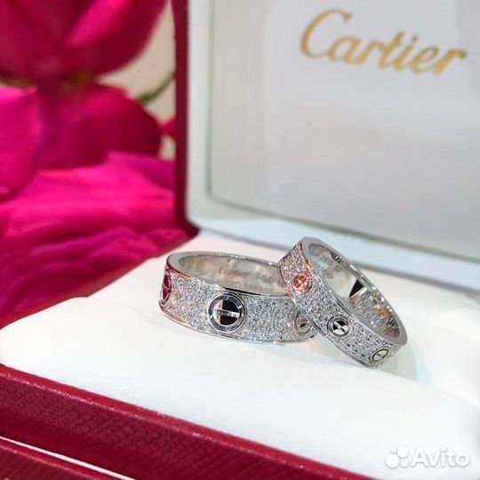 Кольцо Cartier Love, белое золото 0,61ct