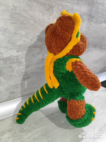 Мягкая вязаная игрушка Мишутка в костюме дракона