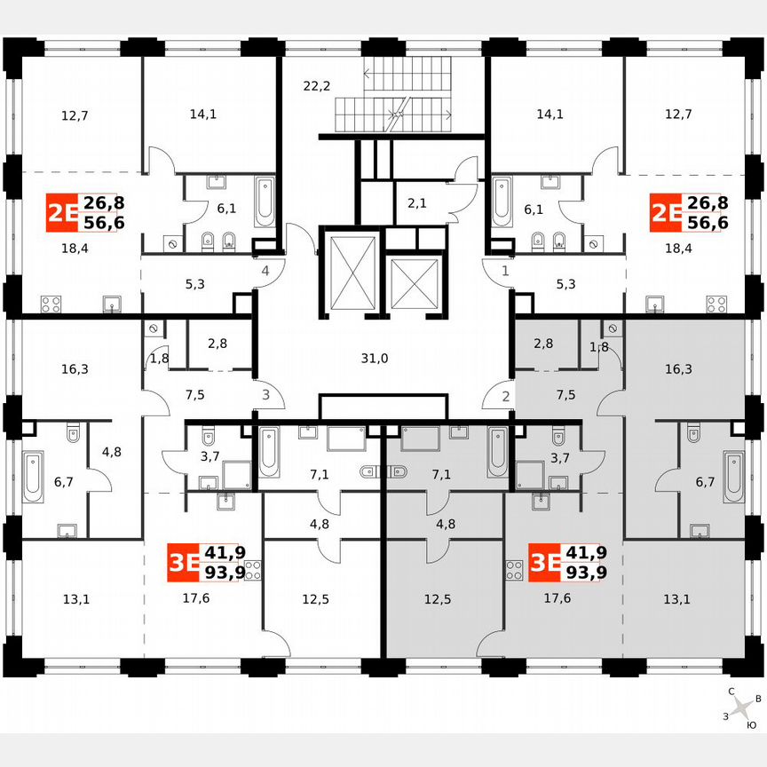 3-к. квартира, 96,4 м², 2/9 эт.