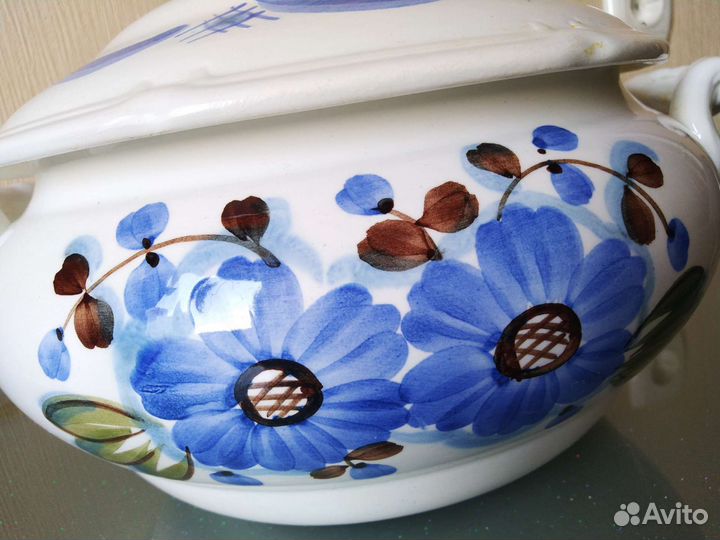 Супница с крышкой Фаянс зик Конаково СССР