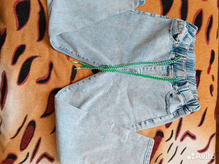 Джинсы бананы на резинке и шнурке, стрейч, 46