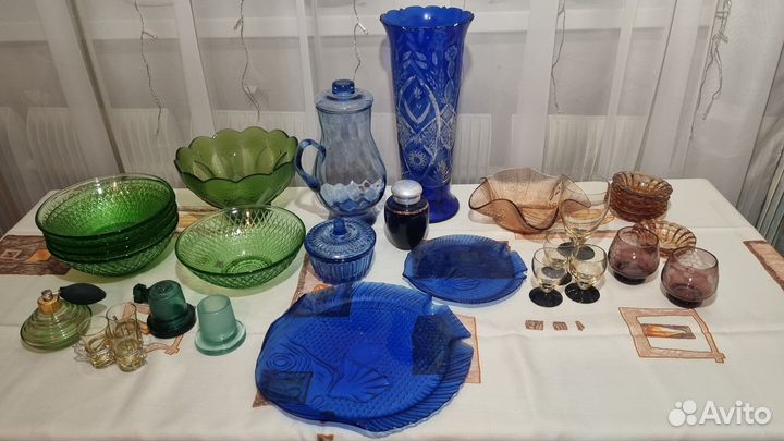Посуда цветное стекло, хрусталь времен СССР