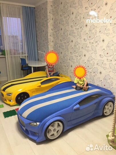 Синяя кровать для мальчика нео