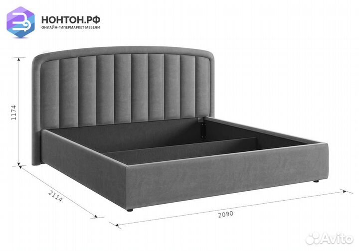 Кровать Сиена 2 1.8 м серо-синяя