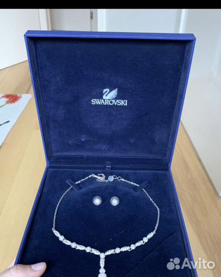 Swarovski колье комплект оригинал серьги цепочка