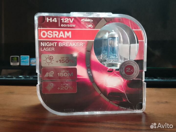 Лампа 2шт галогеновая H4 Osram Night Breaker