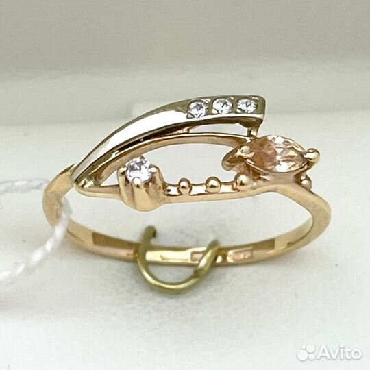 Кольцо / размер 17 / 1,50г / Золото585 / фианиты овальные