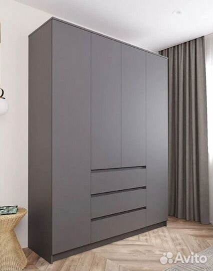 Шкаф распашной четырехстворчатый с ящиками