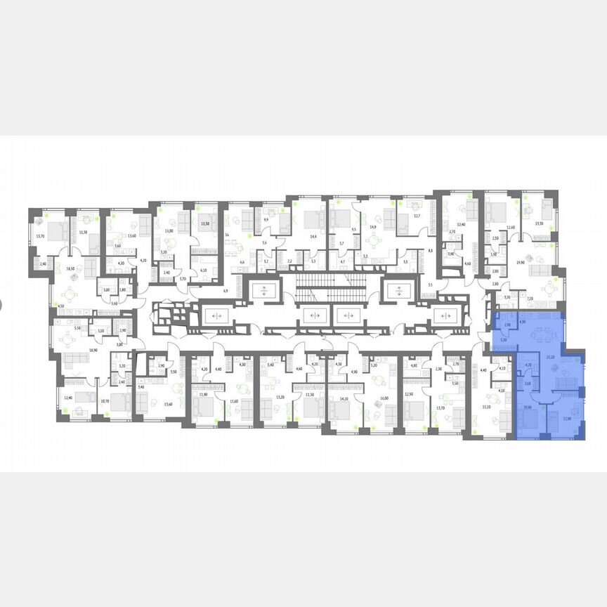 2-к. квартира, 69,2 м², 13/55 эт.