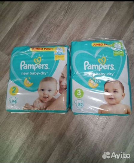 Подгузники Pampers #2 4-8кг 94шт и #3 6-10кг 82шт
