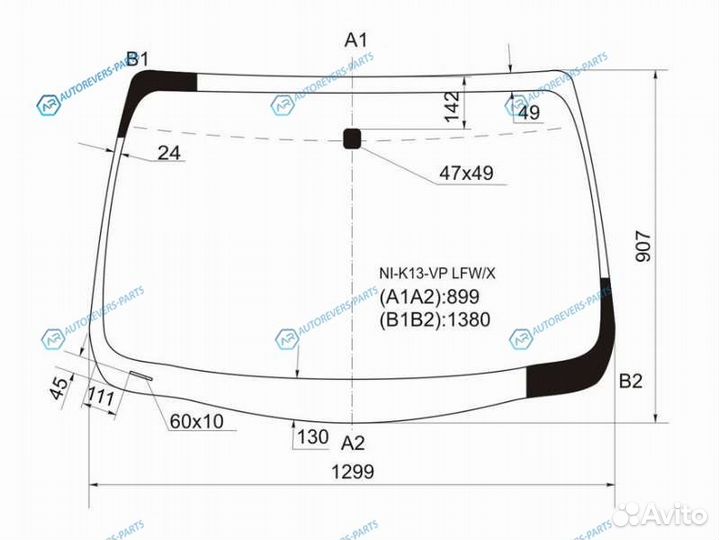 NI-K13-VP lfwx Стекло лобовое nissan marchmicra 10