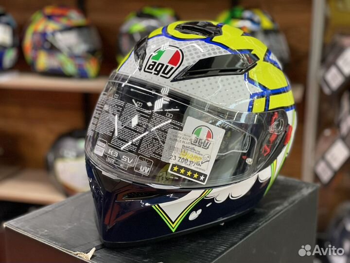 Шлем AGV K-3 SV multi - bubble blue/WH/yellow fluo