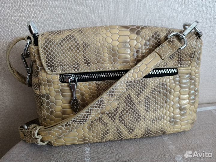Сумка кросс-боди, натур.кожа, лак, под рептилию