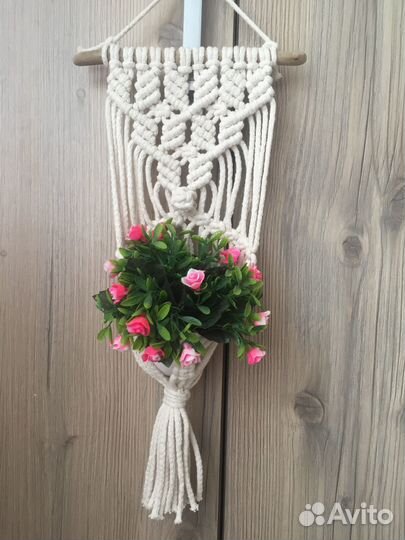 Макраме панно-кашпо настенное