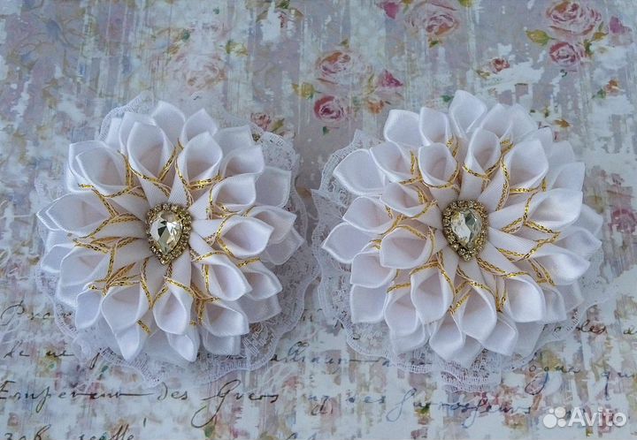 Банты для волос белые