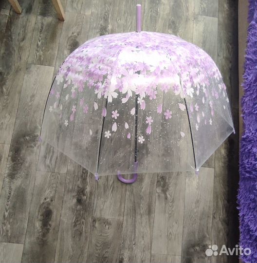 Зонт трость прозрачный