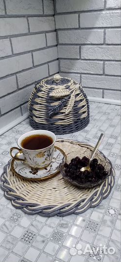 Плетёная хлебница+Поднос