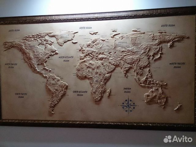 Карта мира рельефная. Изделия из дерева под заказ