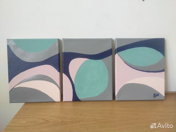 Картина из 3 частей для интерьера акрил