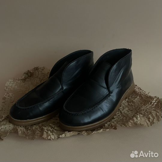 Лоферы высокие loro piana кожаные