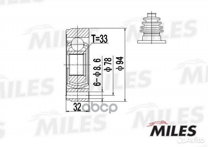 ШРУС внутренний audi 80/100/VW G2/G3/passat