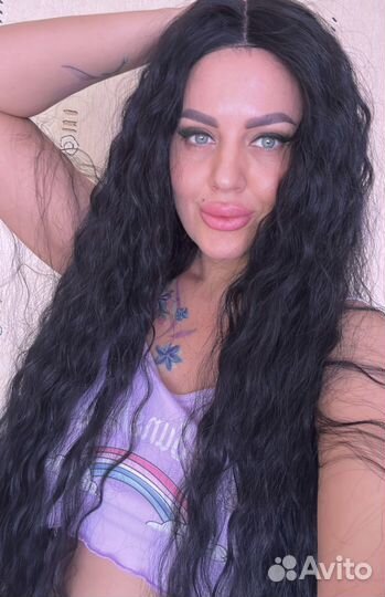 Парик черный на сетке 1 метр Премиум волос