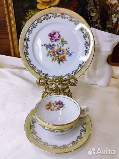 Чайное трио Мейсенский букет SEP ГДР винтаж