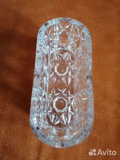 Редкая хрустальная ваза-ладья конфетница 50е годы