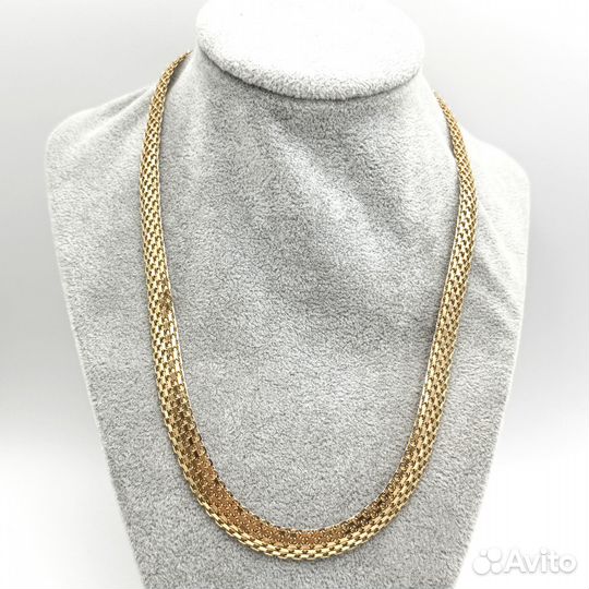 Золотое четырехрядное широкое ожерелье 585 пробы