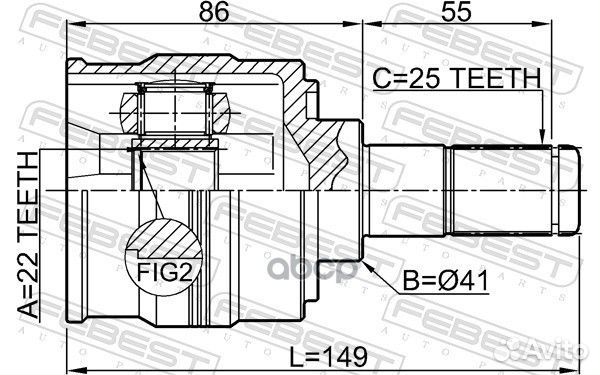 Шрус внутренний левый 22x41x25 hyundai accent 1