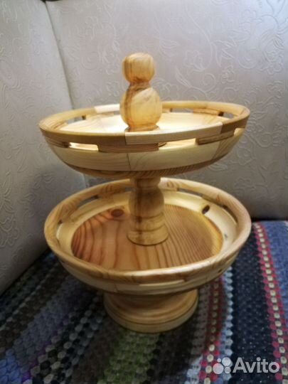 Фруктовница двухярусная деревянная