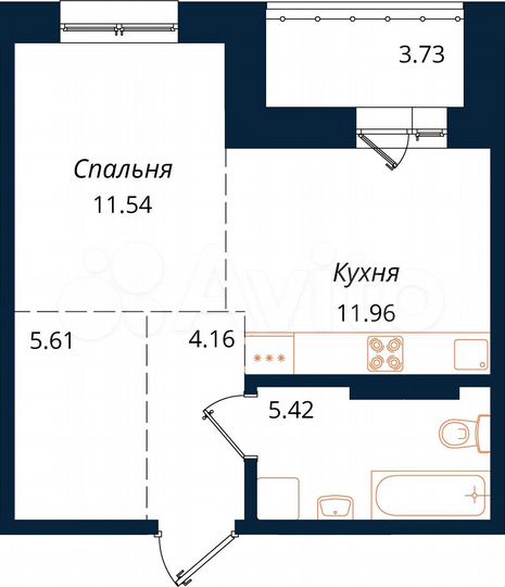 1-к. квартира, 42,4 м², 16/18 эт.