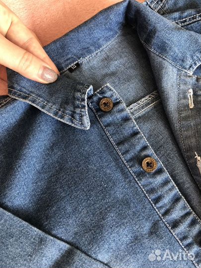 Джинсовая рубашка 86-92
