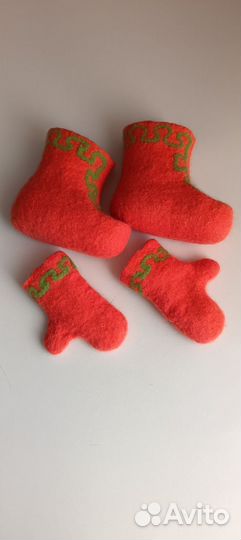 Пинетки теплые 12 см, варежки